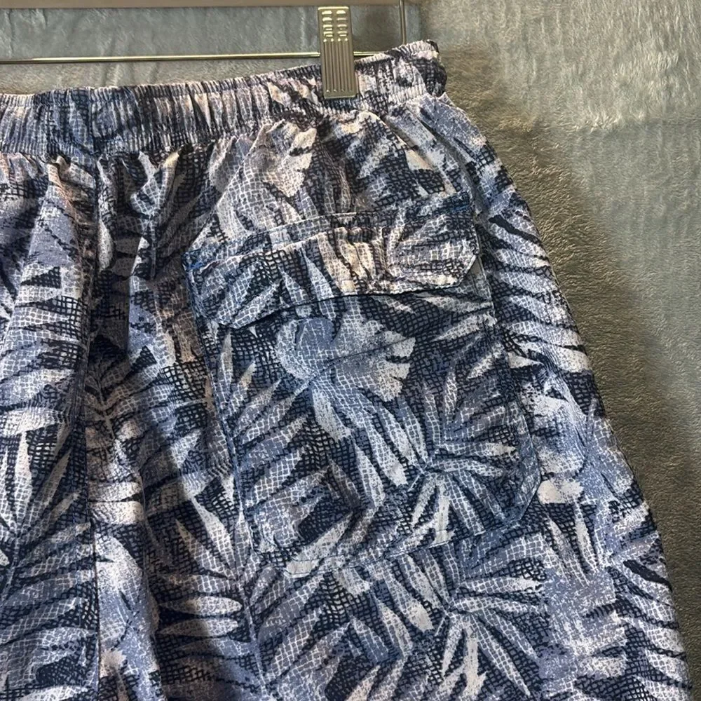 L.L. Bean Blue Tropical Lined Swim Shorts Pockets Size Medium
